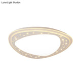 Modern Led Ceiling Light - Acrylic Triangle With Crystal Bead & Flush Mount White