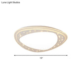 Modern Led Ceiling Light - Acrylic Triangle With Crystal Bead & Flush Mount White