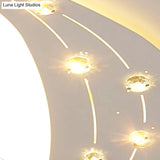 Modern Led Ceiling Light - Acrylic Triangle With Crystal Bead & Flush Mount White
