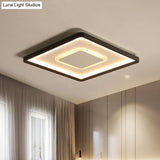 Modern Led Ceiling Light - Aluminum Square Flush Mount Lamp In Black 16’/19.5’ Wide Stepless