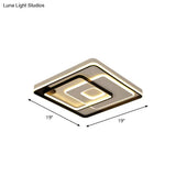 Modern Led Ceiling Light: Black Layered Round/Square/Rectangle Flush Mount With Acrylic Shade