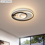Modern Led Ceiling Light: Black Layered Round/Square/Rectangle Flush Mount With Acrylic Shade