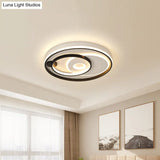 Modern Led Ceiling Light: Black Layered Round/Square/Rectangle Flush Mount With Acrylic Shade