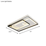 Modern Led Ceiling Light: Black Layered Round/Square/Rectangle Flush Mount With Acrylic Shade