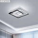 Modern Led Ceiling Light: Black Layered Round/Square/Rectangle Flush Mount With Acrylic Shade