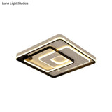 Modern Led Ceiling Light: Black Layered Round/Square/Rectangle Flush Mount With Acrylic Shade