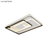 Modern Led Ceiling Light: Black Layered Round/Square/Rectangle Flush Mount With Acrylic Shade