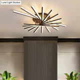 Modern Led Ceiling Light - Fan-Shaped Acrylic Semi Flush Fixture For Living Room