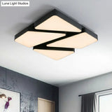 Modern Led Ceiling Light Fixture With Acrylic Diffuser For Bedroom – Nordic Style Square Mount