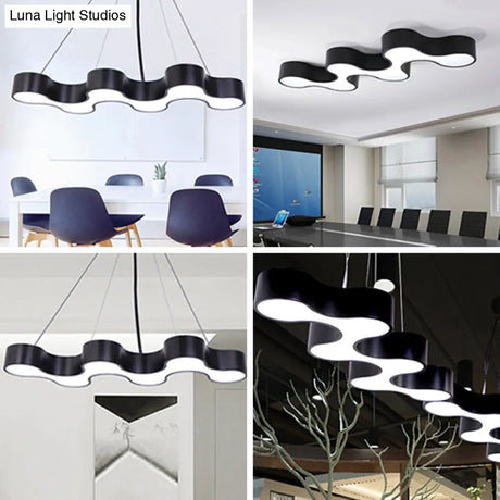 Modern Led Ceiling Light - Sleek Metal Office Chandelier Fixture