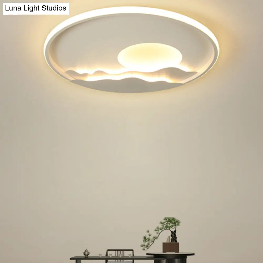 Modern Led Ceiling Light - Stylish Metal Flush Mount For Living Room White Shade