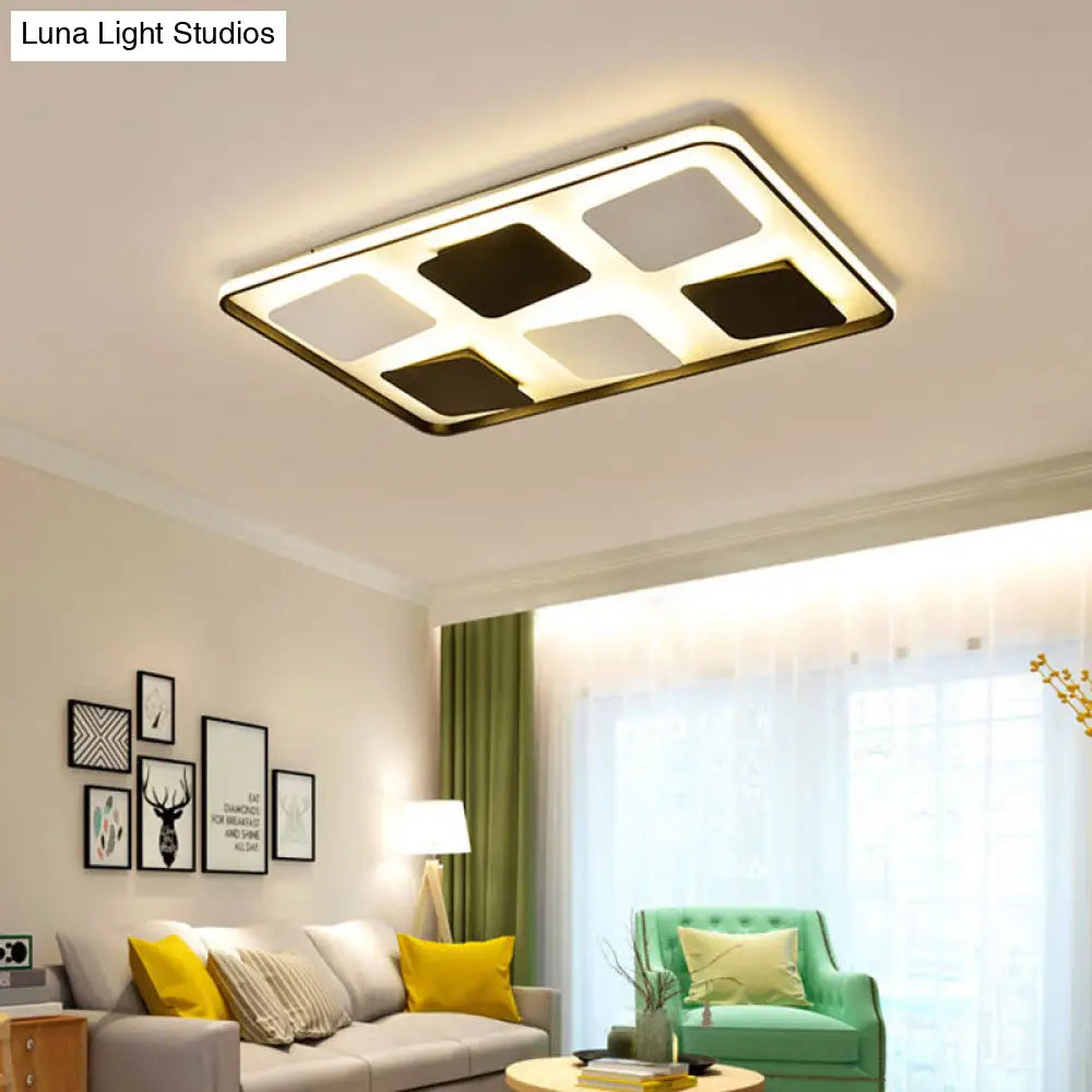Modern Led Ceiling Light With Black & White Acrylic Shade - Warm/White