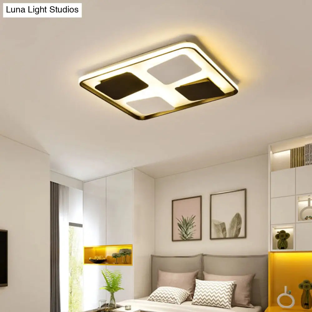 Modern Led Ceiling Light With Black & White Acrylic Shade - Warm/White