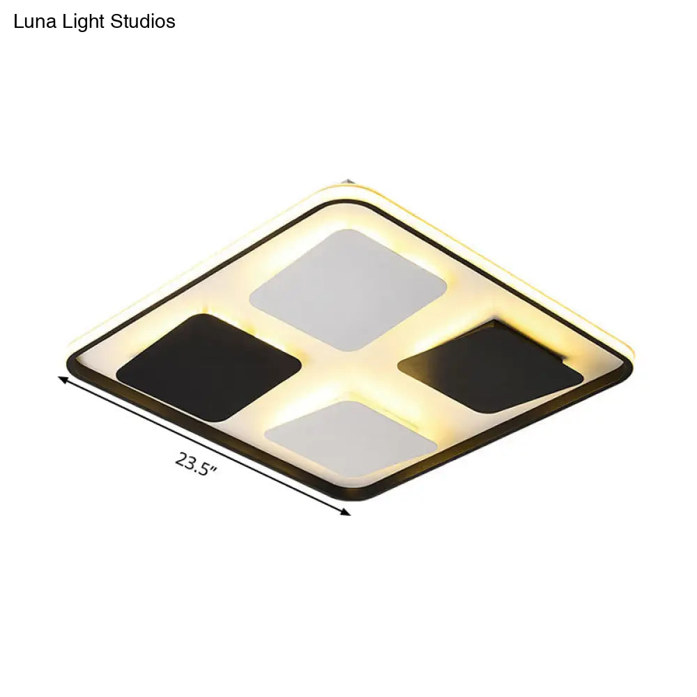 Modern Led Ceiling Light With Black & White Acrylic Shade - Warm/White