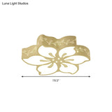 Modern Led Ceiling Light With Butterfly Metal Flush Mount For Girls Bedroom - White