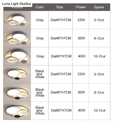 Modern Led Ceiling Lights For Living Room Bedroom Study Black + White Or Grey Color Lamp Fixtures