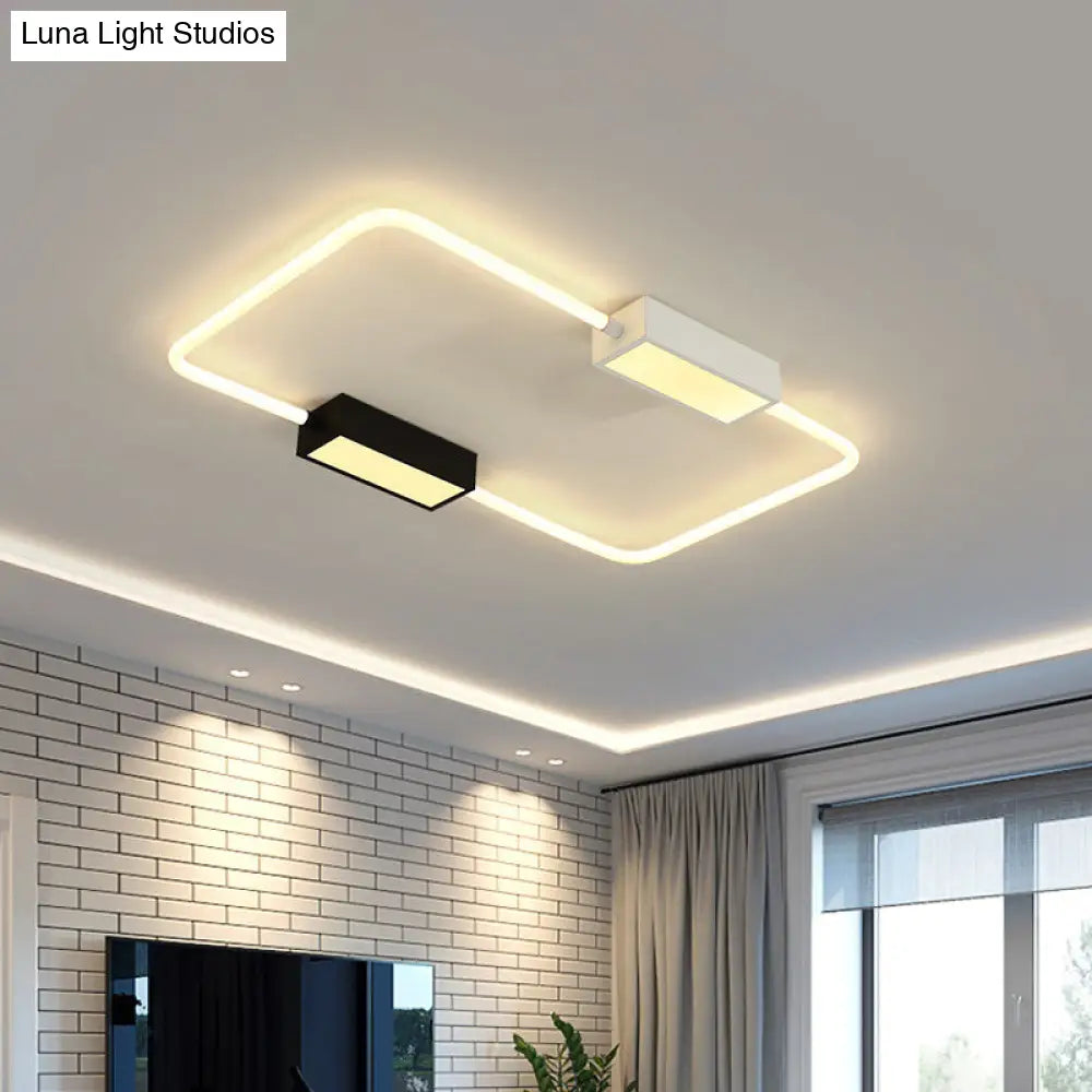 Modern Led Ceiling Mount Lamp: White Round/Square/Rectangular Flush With Acrylic Shade –
