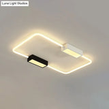 Modern Led Ceiling Mount Lamp: White Round/Square/Rectangular Flush With Acrylic Shade –