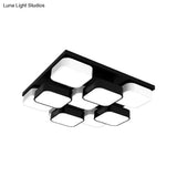 Modern Led Ceiling Mount Light - Square Kitchen Bedroom Lamp (4/6/9/12/16/20 Heads) In Black