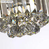 Modern Led Ceiling Mounted Fixture With Clear/Smoke Gray Crystal For Corridor - Circular Light