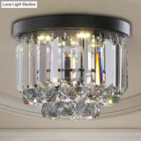 Modern Led Ceiling Mounted Fixture With Clear/Smoke Gray Crystal For Corridor - Circular Light