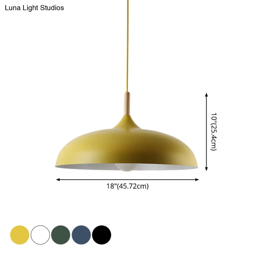 Modern Led Ceiling Pendant Light With Wood Lamp Socket - Macaron Color Option
