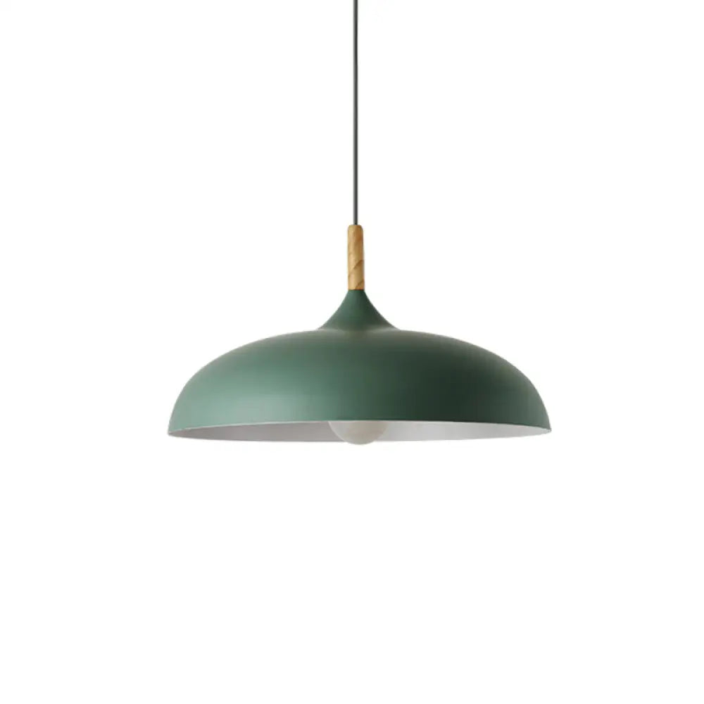 Modern Led Ceiling Pendant Light With Wood Lamp Socket - Macaron Color Option Green / 18’