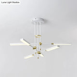 Modern Led Chandelier Light Acrylic 6-Light Ceiling Pendant - Black/Gold Or White/Gold