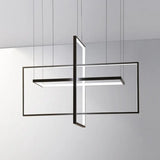 Modern Led Chandelier: Metal Rectangle Frames Black/White Suspension Warm/White Light Black / White