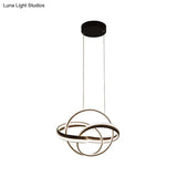 Modern Led Chandelier: Sleek Curve Design Acrylic White/Coffee Pendant Light For Living Room