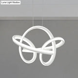 Modern Led Chandelier: Sleek Curve Design Acrylic White/Coffee Pendant Light For Living Room