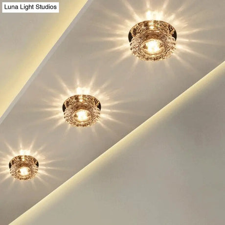 Modern Led Chip Crystal Aisle Lamp Solid Stainless Steel Base Surface Mounted Ceiling For Living