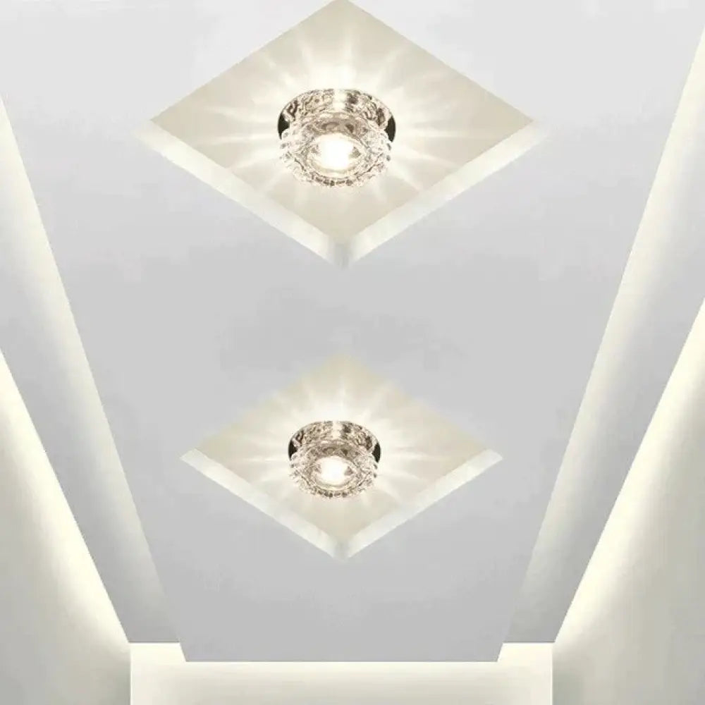 Modern Led Chip Crystal Aisle Lamp Solid Stainless Steel Base Surface Mounted Ceiling For Living