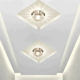 Modern Led Chip Crystal Aisle Lamp Solid Stainless Steel Base Surface Mounted Ceiling For Living