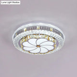 Modern Led Chrome Ceiling Light With Lotus Pattern And Faceted Crystal Flush Mount’