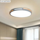 Modern Led Circle Flush Ceiling Light With Macaron Style Acrylic In Green/Grey/White - Ideal For