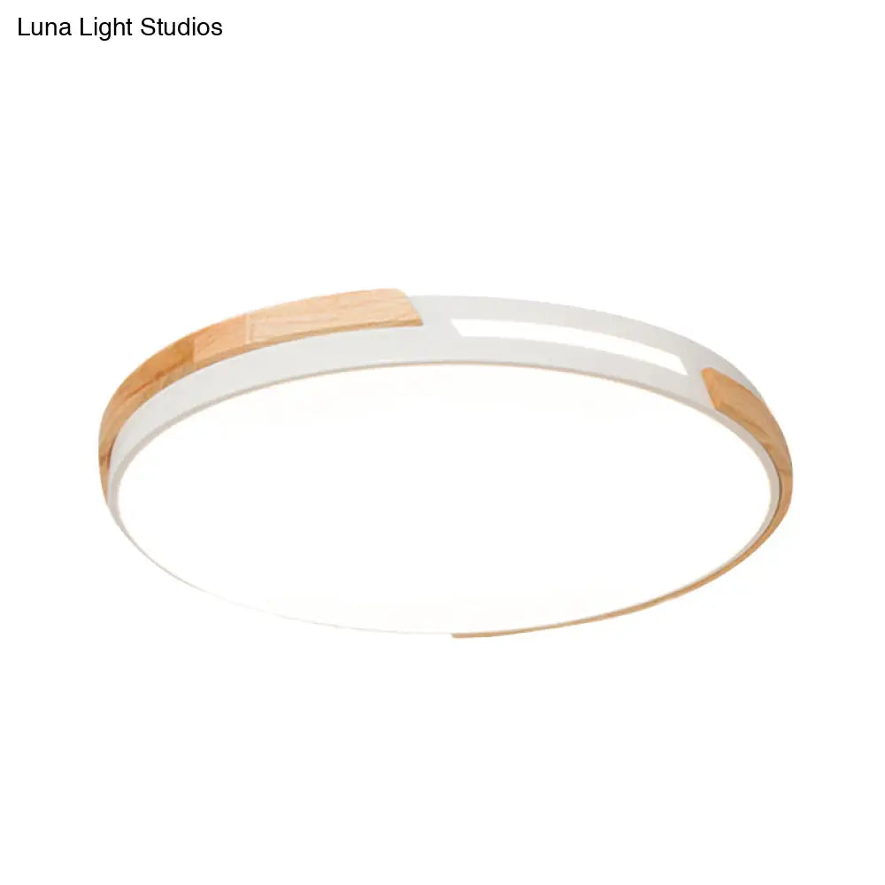 Modern Led Circle Flush Ceiling Light With Macaron Style Acrylic In Green/Grey/White - Ideal For