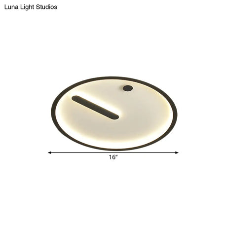 Modern Led Circle Flush Mount Metallic Ceiling Light In Black & White 12’/16’/19.5’ Wide