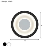 Modern Led Circle Sconce: White & Black Wall Mounted Lamp For Living Room