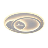 Modern Led Circular Ceiling Flush Mount In Warm/White Light With Acrylic House Pattern