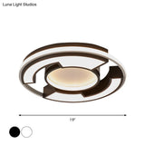 Modern Led Circular Flush Mount Light: Black/White Acrylic Ceiling Fixture 19’/22’ Width