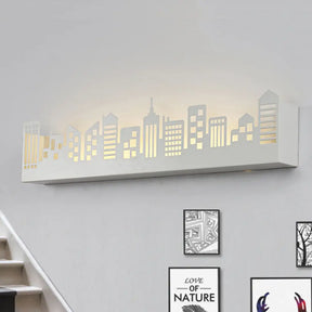 Modern Led City View Living Room Wall Light - Stylish Monochrome Sconce White / Warm