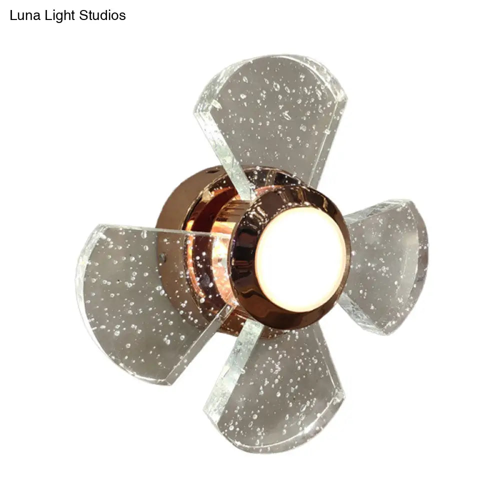 Modern Led Clear Glass Wall Sconce With Fan Design - Stylish Corridor Lighting