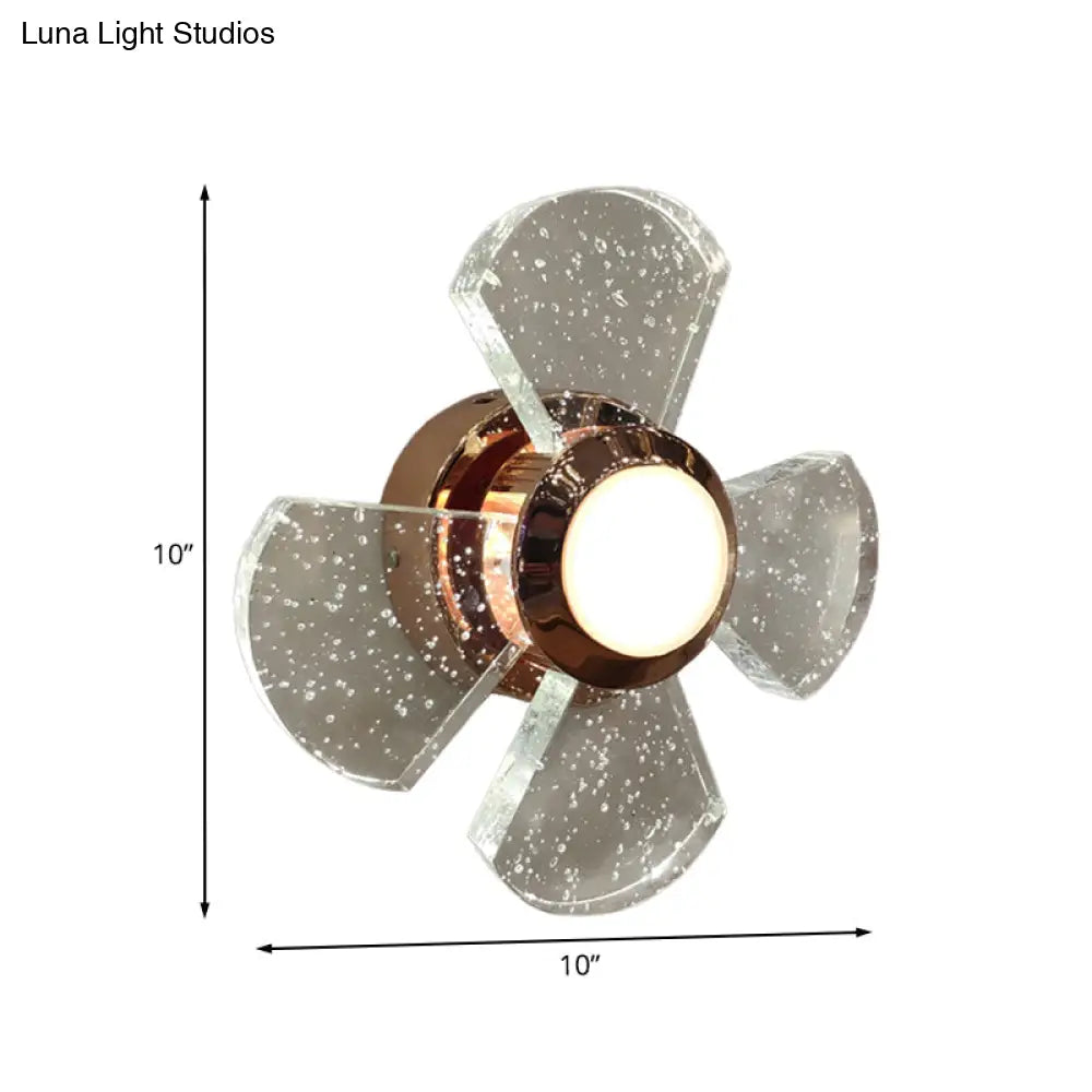 Modern Led Clear Glass Wall Sconce With Fan Design - Stylish Corridor Lighting