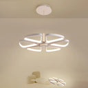 Modern Led Clover Chandelier Pendant: Metallic White Ceiling Lamp For Living Room