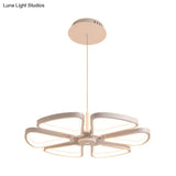 Modern Led Clover Chandelier Pendant: Metallic White Ceiling Lamp For Living Room