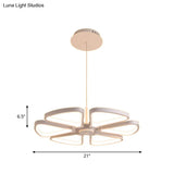 Modern Led Clover Chandelier Pendant: Metallic White Ceiling Lamp For Living Room