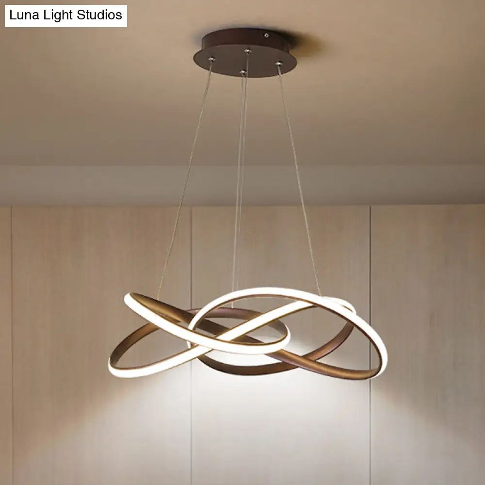 Modern Led Coffee Chandelier Lamp - White/Warm Light Seamless Curve Design