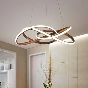 Modern Led Coffee Chandelier Lamp - White/Warm Light Seamless Curve Design / White