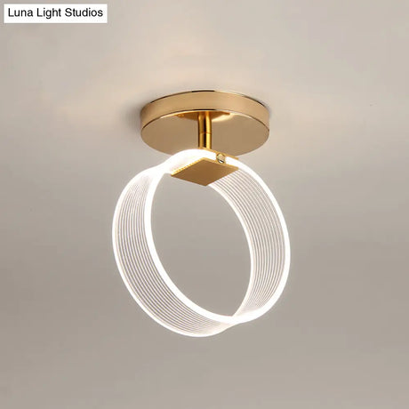 Modern Led Corridor Ceiling Lamp - Black/Gold Semi Flush Mount With Acrylic Shade